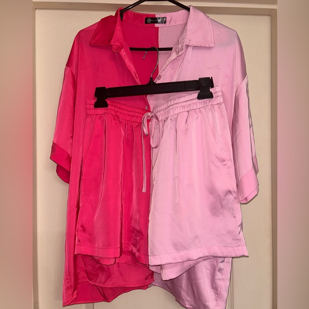 Pink Color Block PJ set